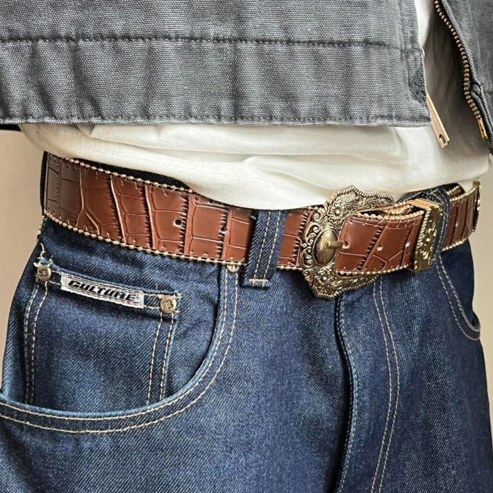 Vintage style brown American western gold boho belt - Picture 4 of 8